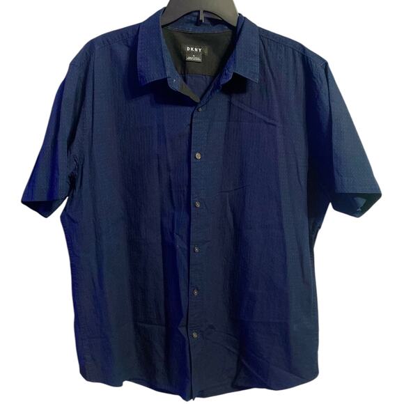 DKNY Short Sleeve blue Button Down Shirt XL - Picture 1 of 3